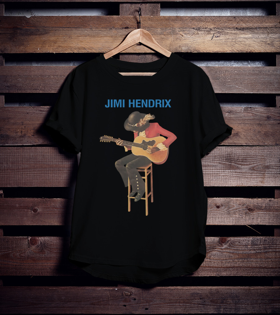 Jimi Hendrix Acoustic Guitar Stool Session T-Shirt