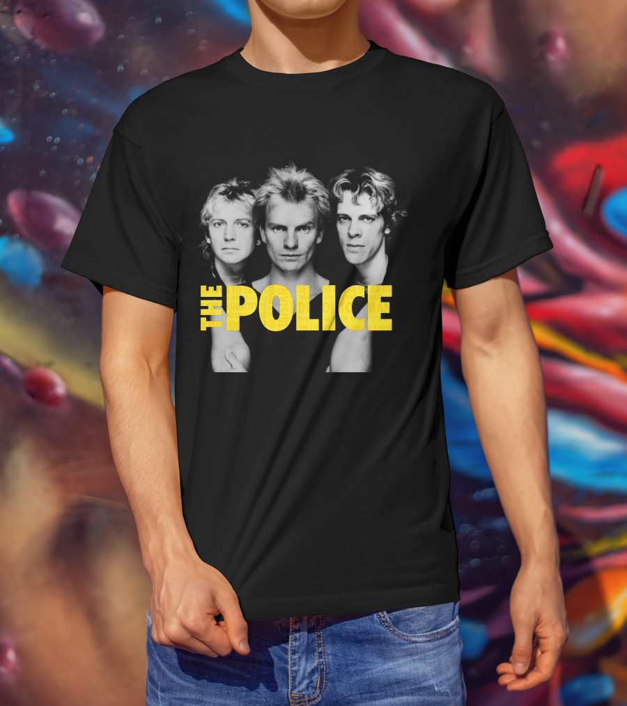 The Police Band Members Portrait With Yellow T-Shirt
