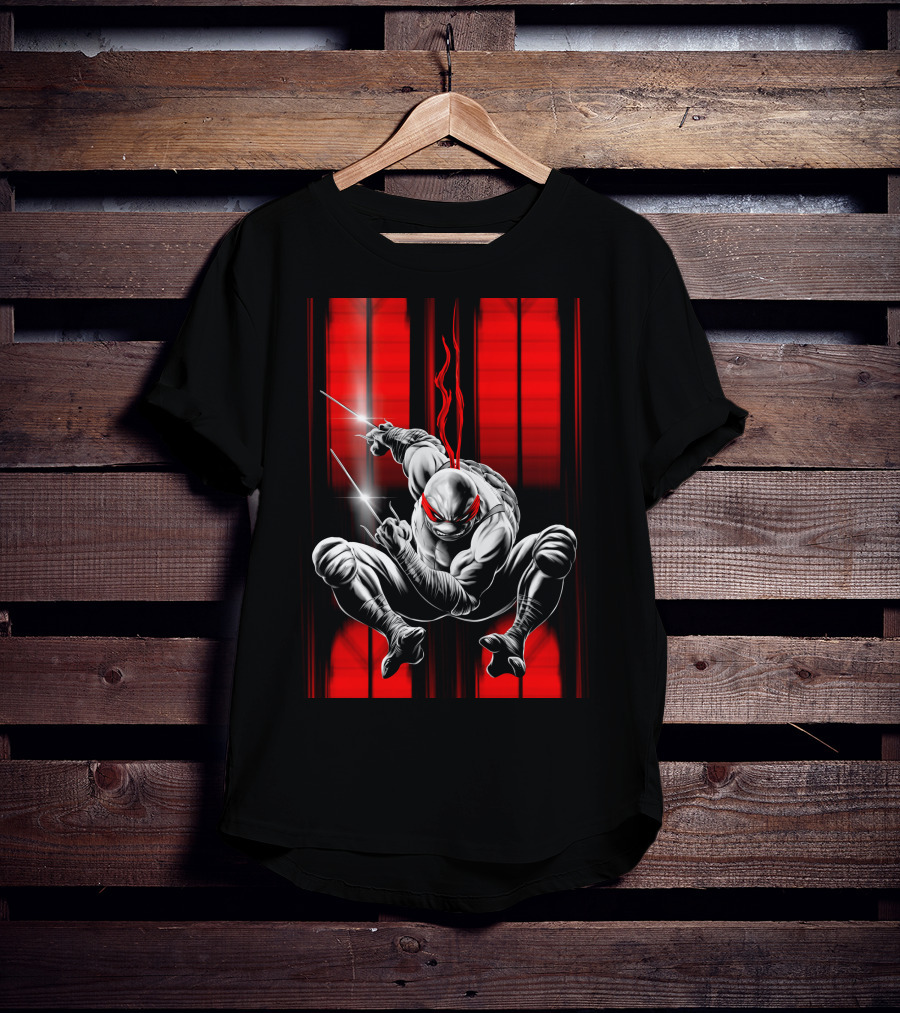 Raphael Ninja Turtle Red Bandana Sais Black And Red Stripes T-Shirt