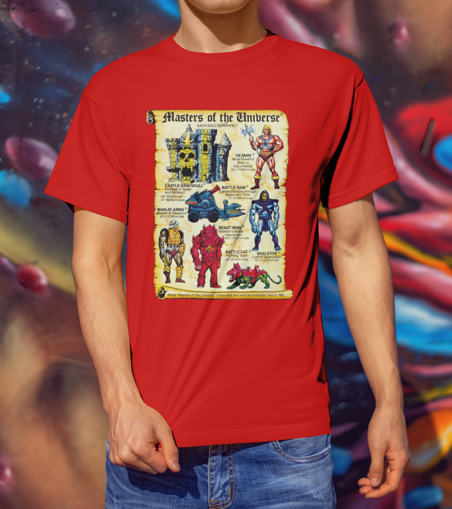 Masters Of The Universe He-Man Castle Grayskull Skeletor Battle Ram Man-At-Arms Beast Man Battle Cat T-Shirt