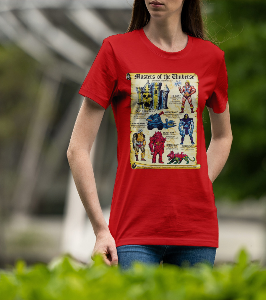 Masters Of The Universe He-Man Castle Grayskull Skeletor Battle Ram Man-At-Arms Beast Man Battle Cat T-Shirt