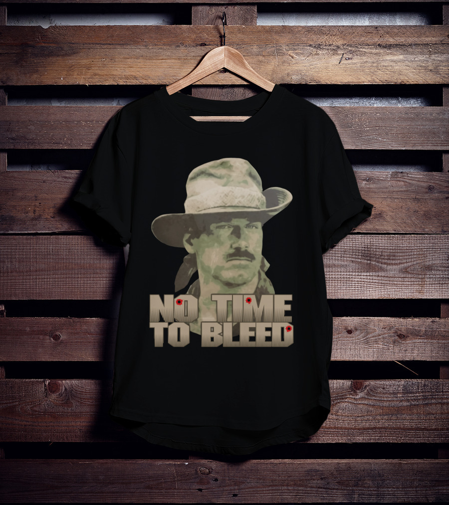 Predator No Time To Bleed Soldier Portrait With Text And Bullet Holes T-Shirt