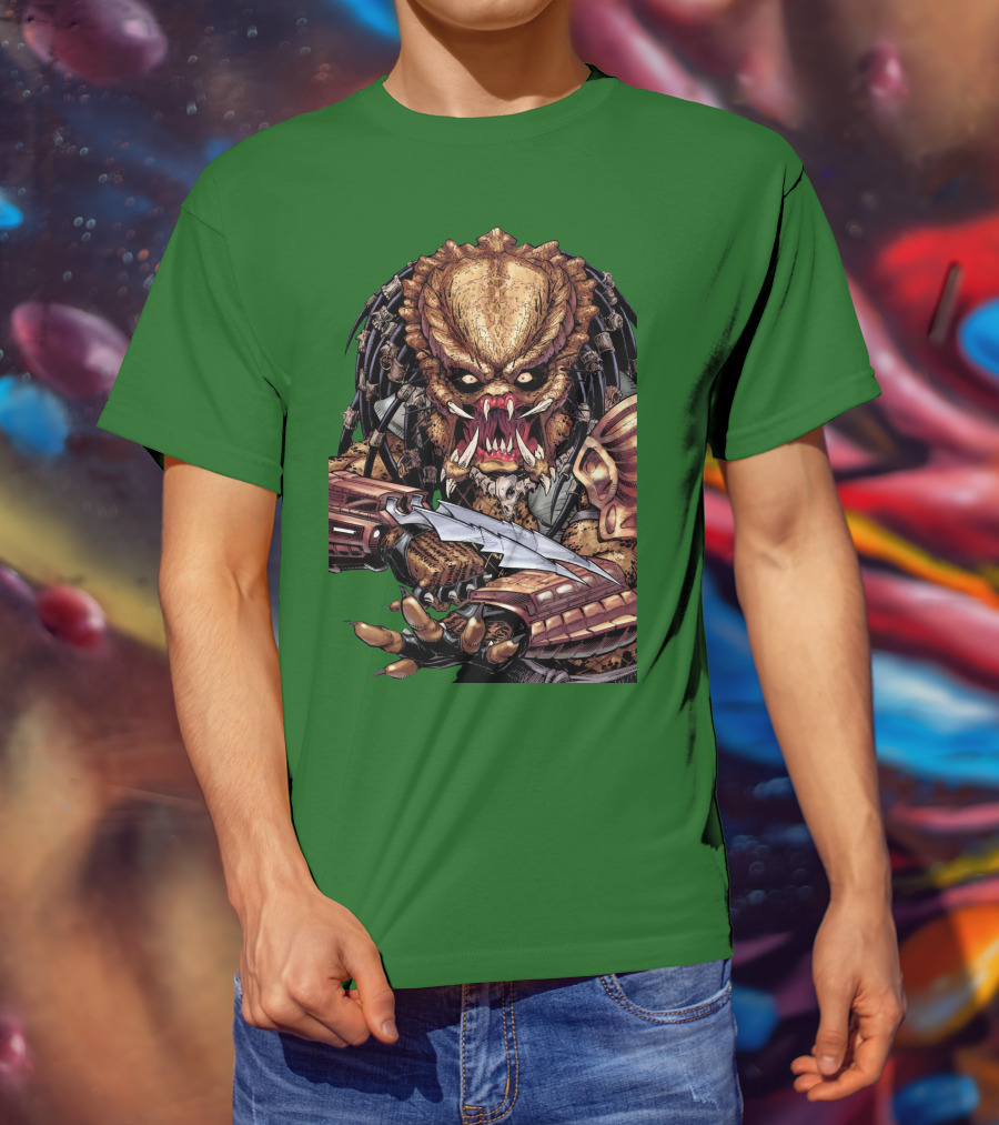Predator Alien Holding Blade Comic T-Shirt