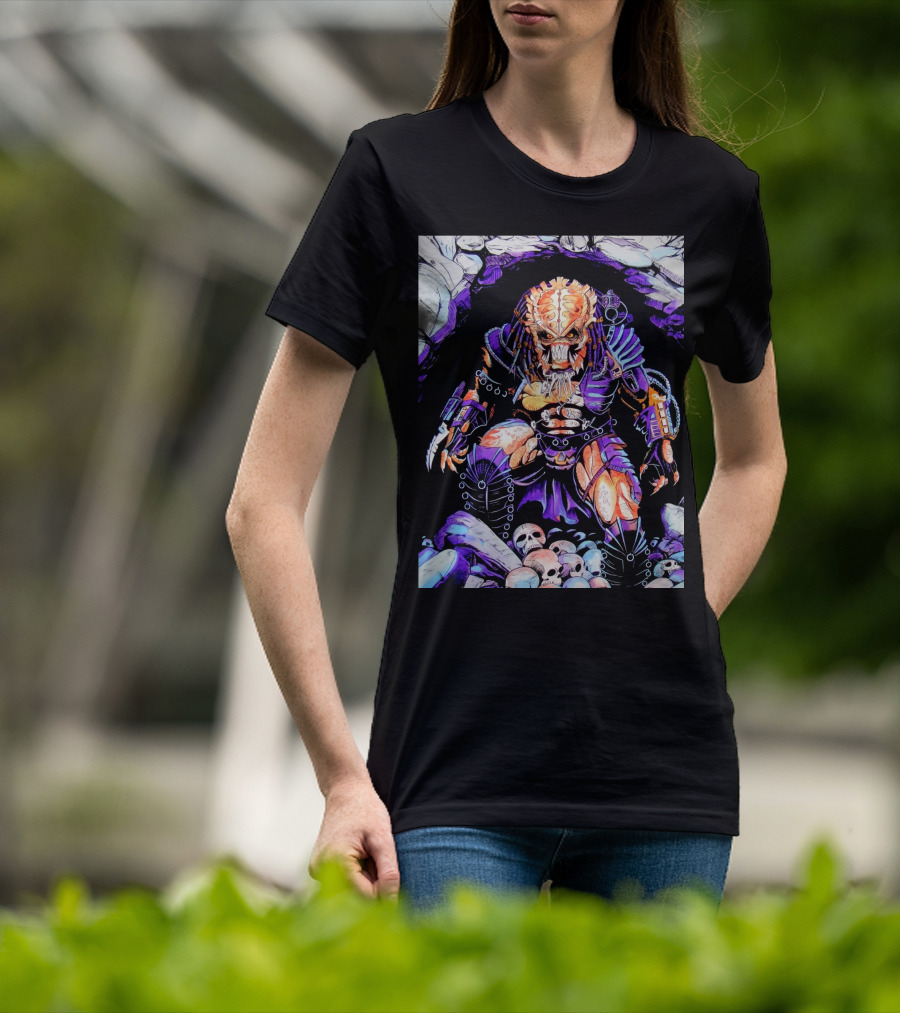 Predator Alien Hunter With Skull Cave And Armor T-Shirt