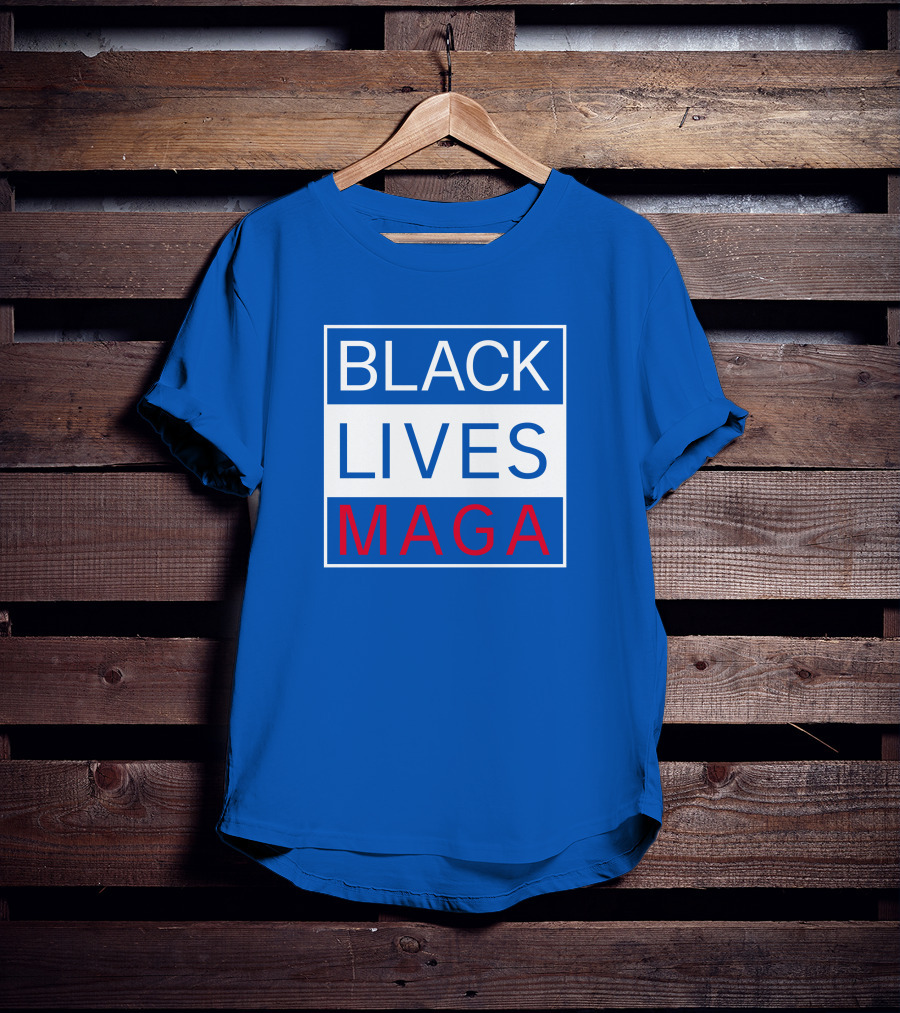 Black Lives Maga Textual Logo Design In Blue White And Red T-Shirt