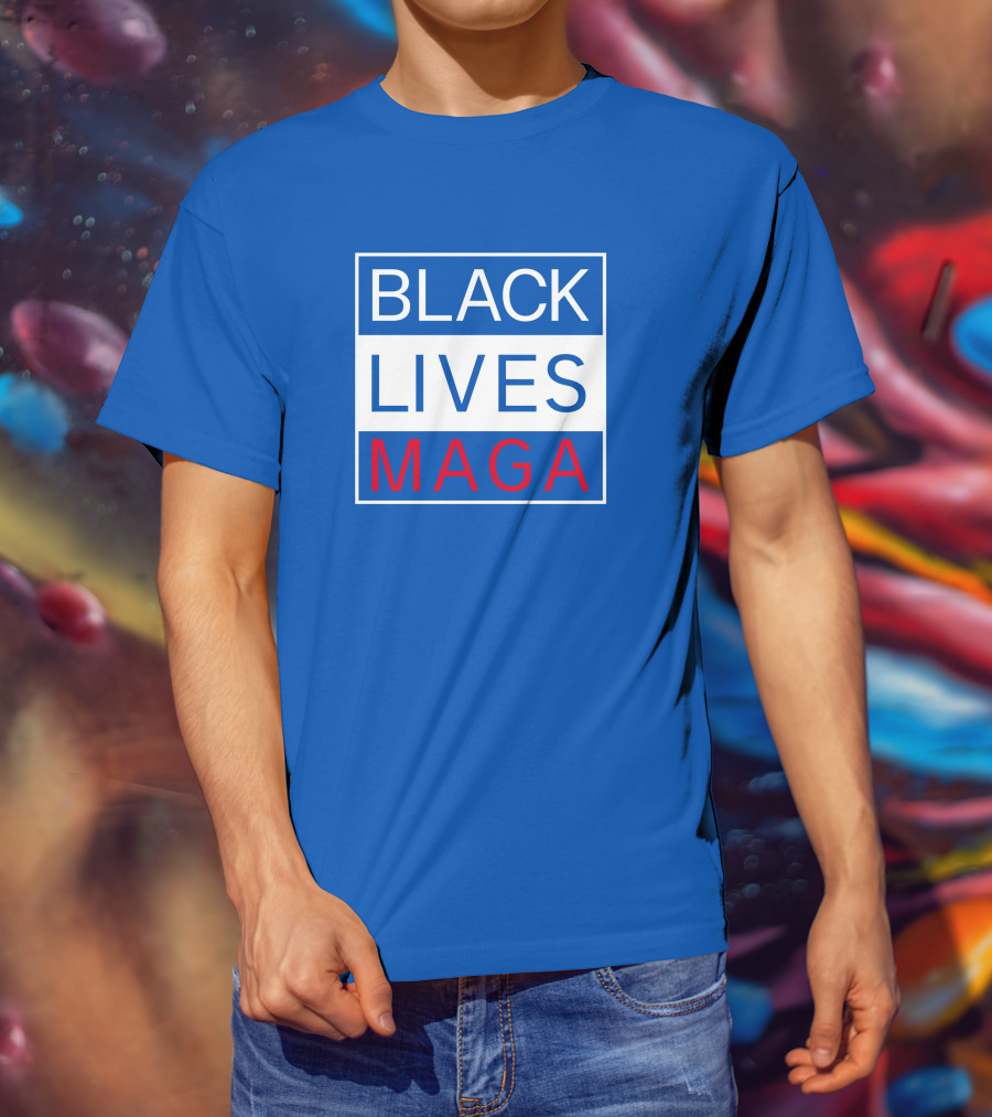 Black Lives Maga Textual Logo Design In Blue White And Red T-Shirt