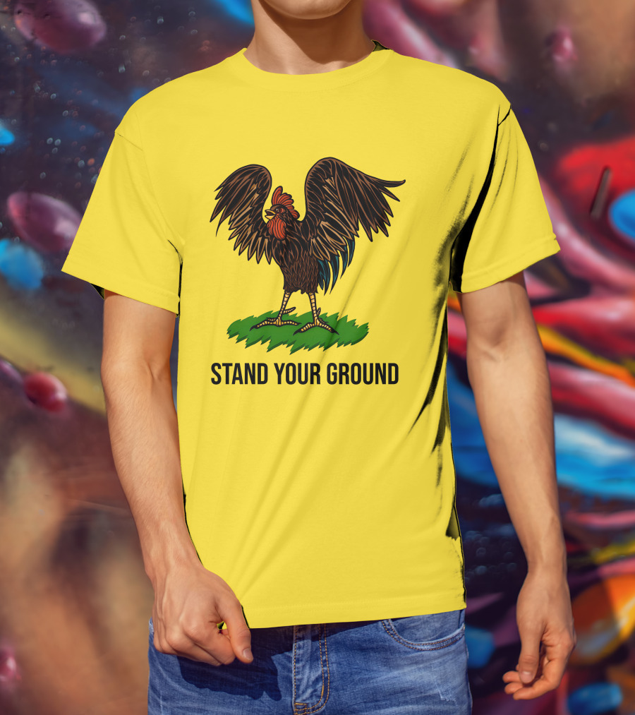 Stand Your Ground Rooster On Grass T-Shirt