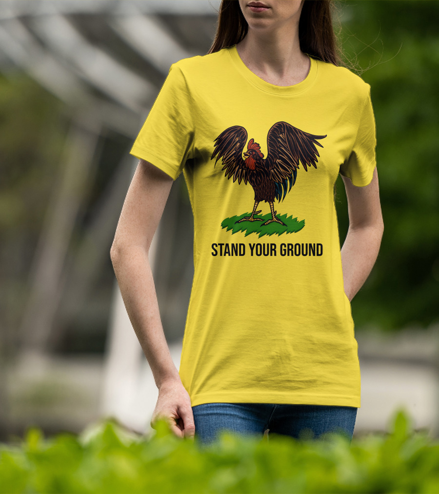 Stand Your Ground Rooster On Grass T-Shirt