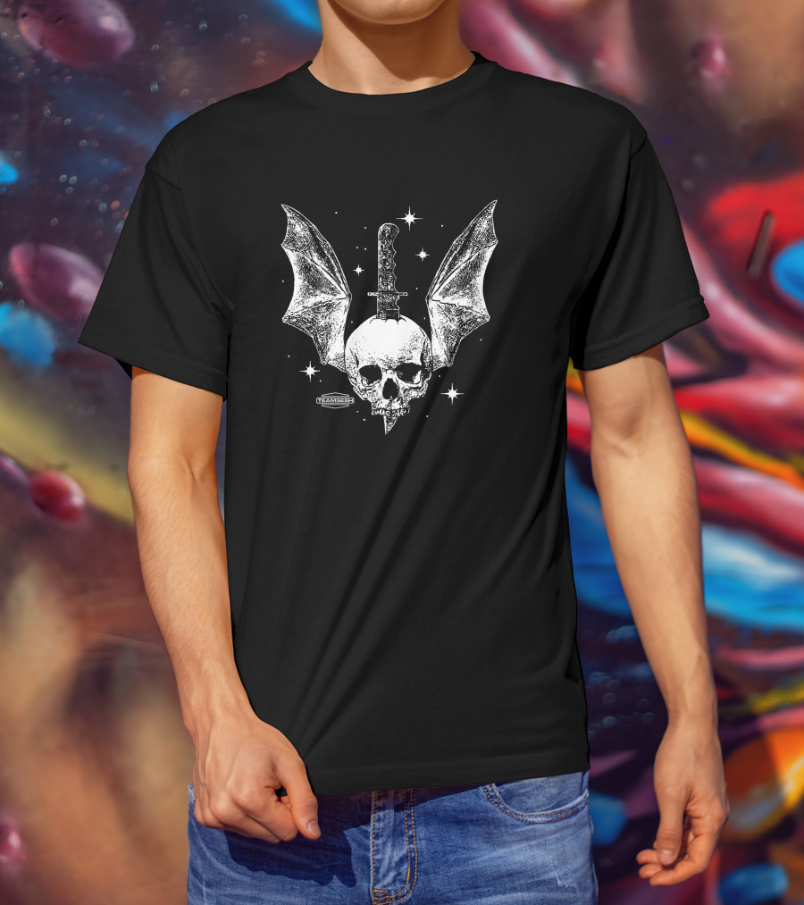 Batskull Knife Bat Wings Skull Stars TeamChip Charlie Worsham T-Shirt