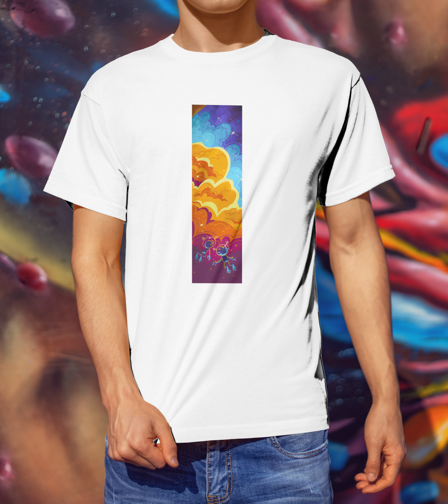 Cosmic Spliffs Oversized White Psychedelic Sky And Clouds T-Shirt