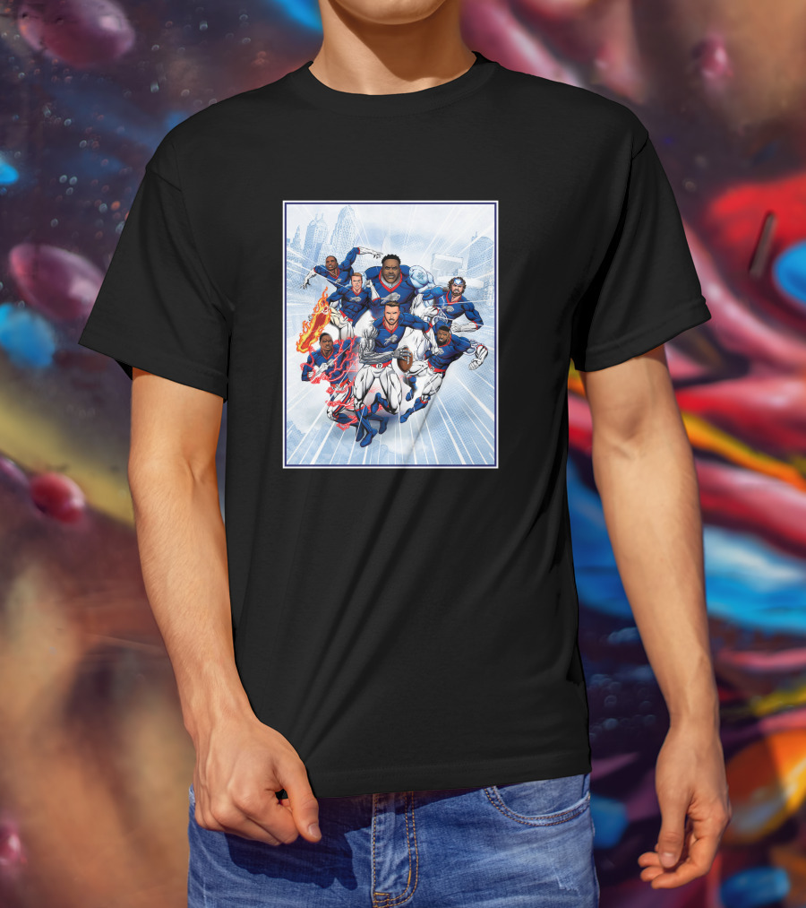 Bills Super Hero Comic Style Team Assembly T-Shirt