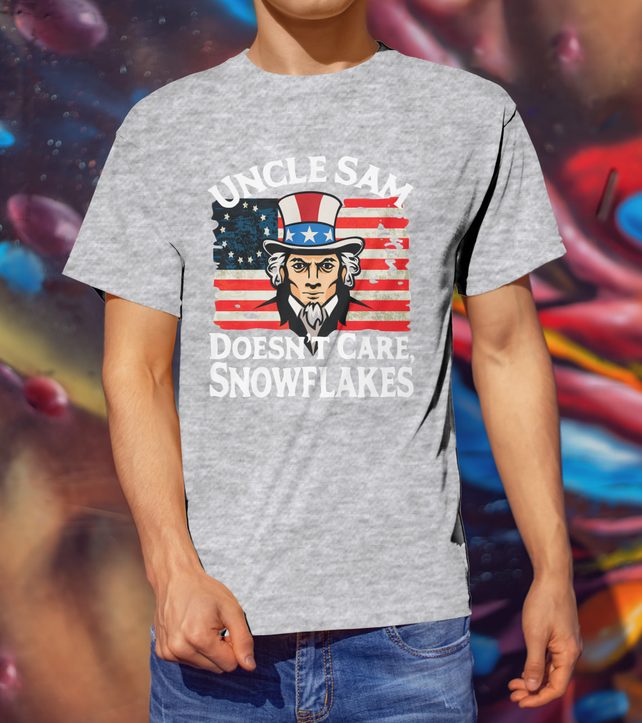 Uncle Sam Doesn't Care Snowflakes American Flag T-Shirt