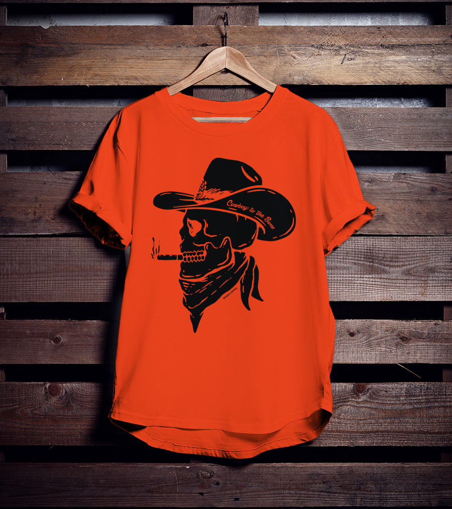 Cowboy To The Bone Skeleton Smoking Bandana Hat T-Shirt