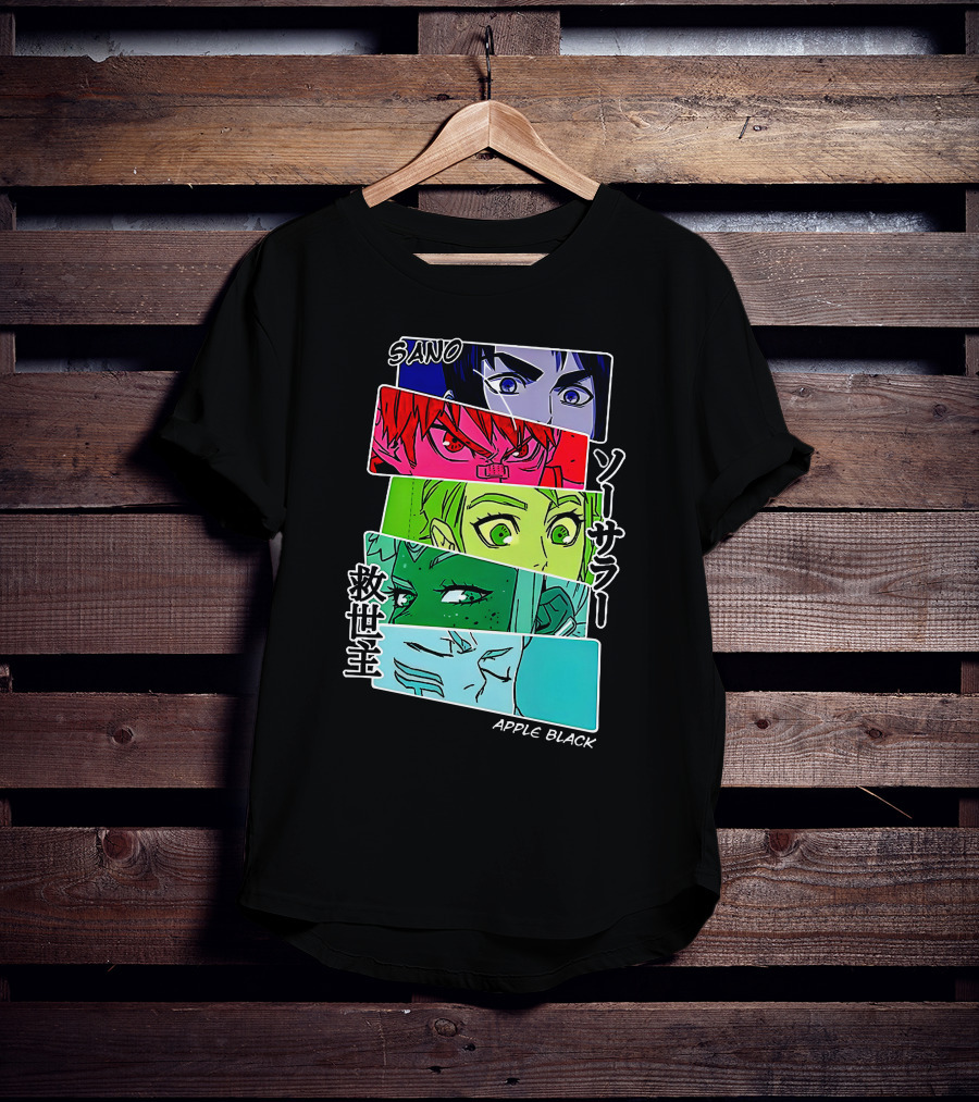 Saturday AM Apple Black Sano Character Panels Spencer's Merch T-Shirt