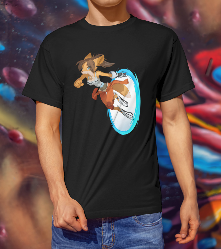Sajira Aperture Laboratories Fox Chell Stormi Folf Portal Character T-Shirt