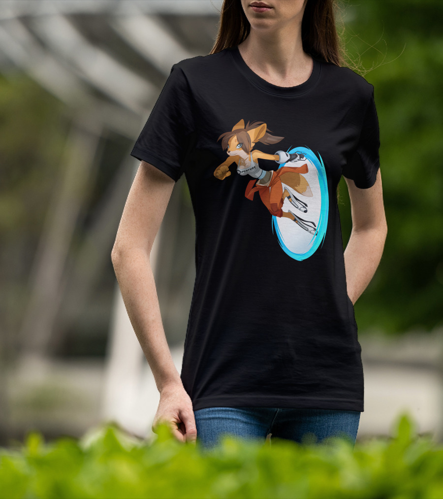 Sajira Aperture Laboratories Fox Chell Stormi Folf Portal Character T-Shirt
