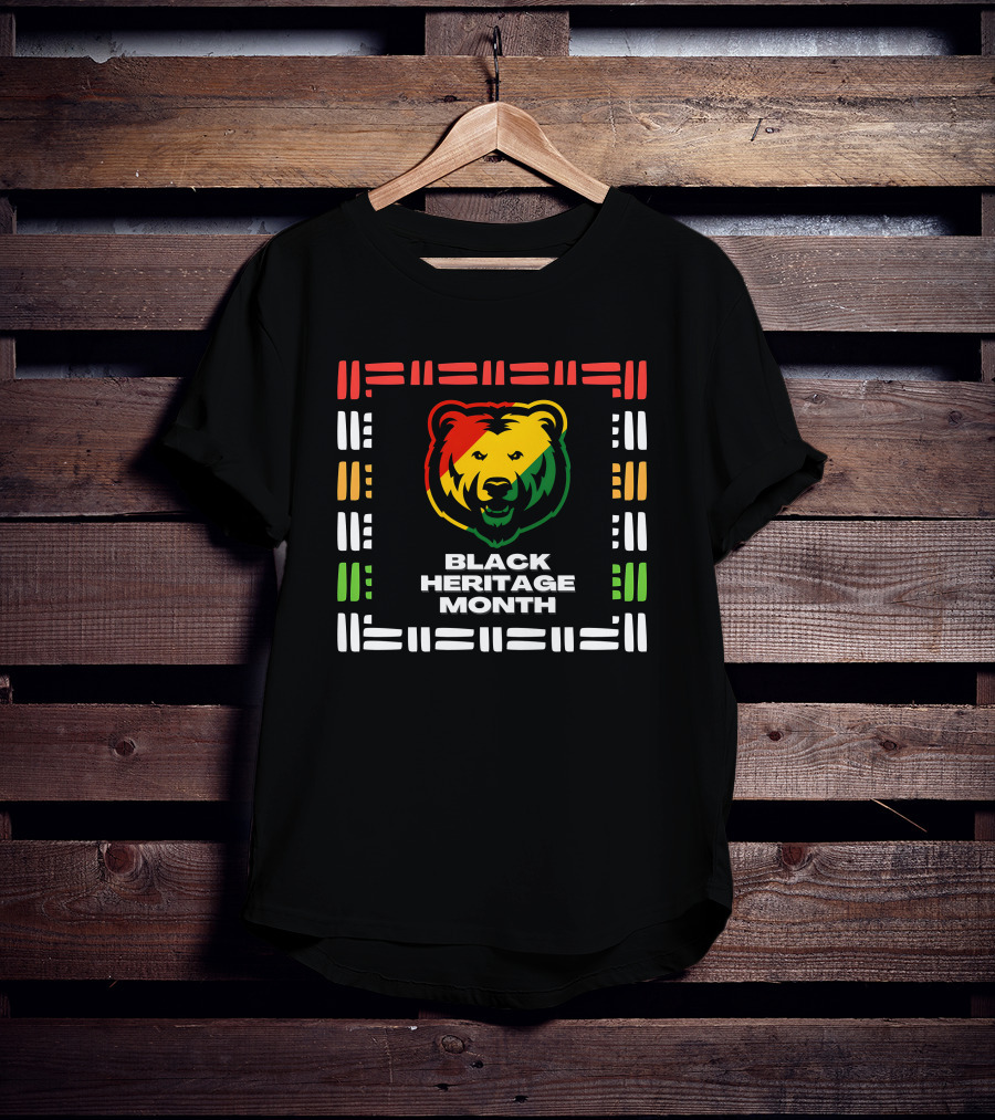 Black Heritage Month Bear Pop Art Block Colors T-Shirt