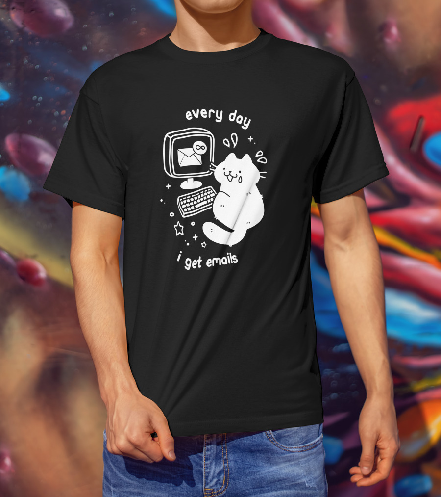 Every Day I Get Emails Cat Computer Stars Keyboard Infinity T-Shirt