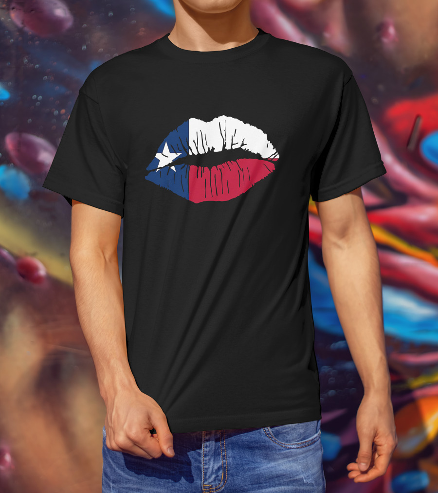 Texas Lone Star Flag Lips T-Shirt