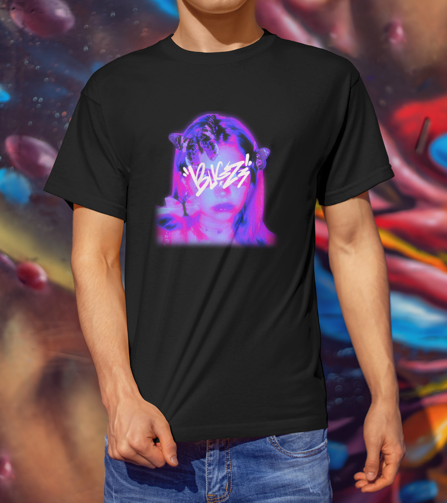 Bugzz Girl Neon Butterfly Aesthetic T-Shirt