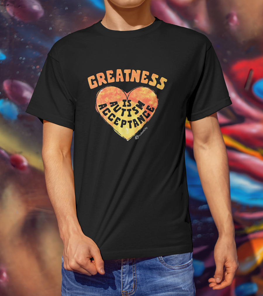 Greatness Is Autism Acceptance Kulturecity Heart T-Shirt