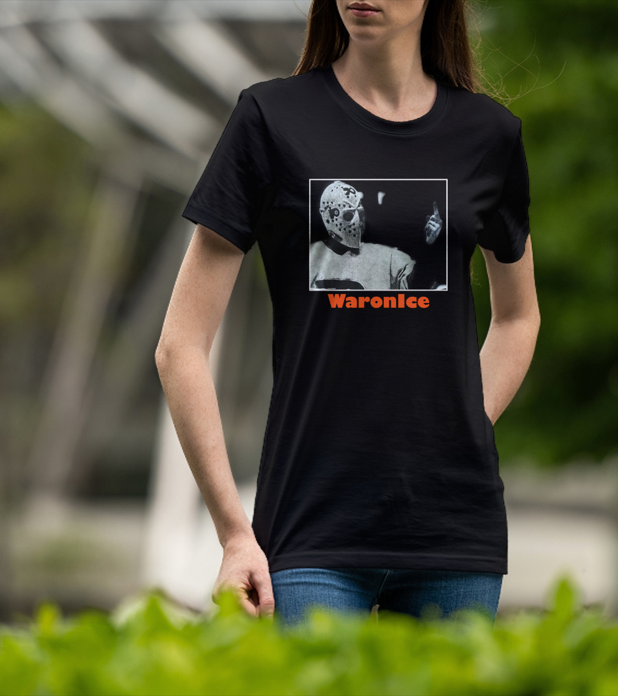 WaronIce Masked Hockey Player With Middle Finger Gesture T-Shirt