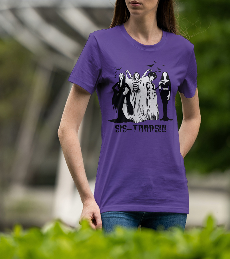 SIS-TAAAS Gothic Witches Halloween Illustration With Bats T-Shirt