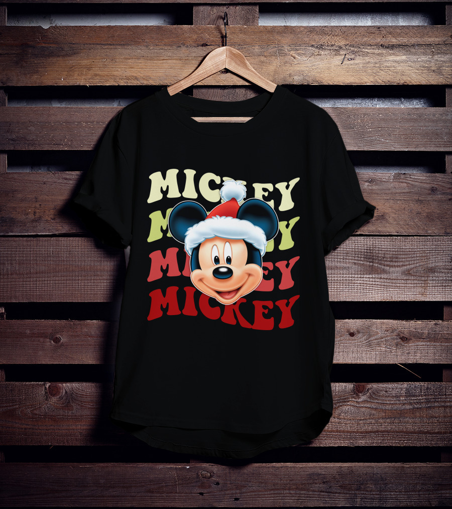 Mickey Mouse Christmas Santa Hat Holiday Festive T-Shirt