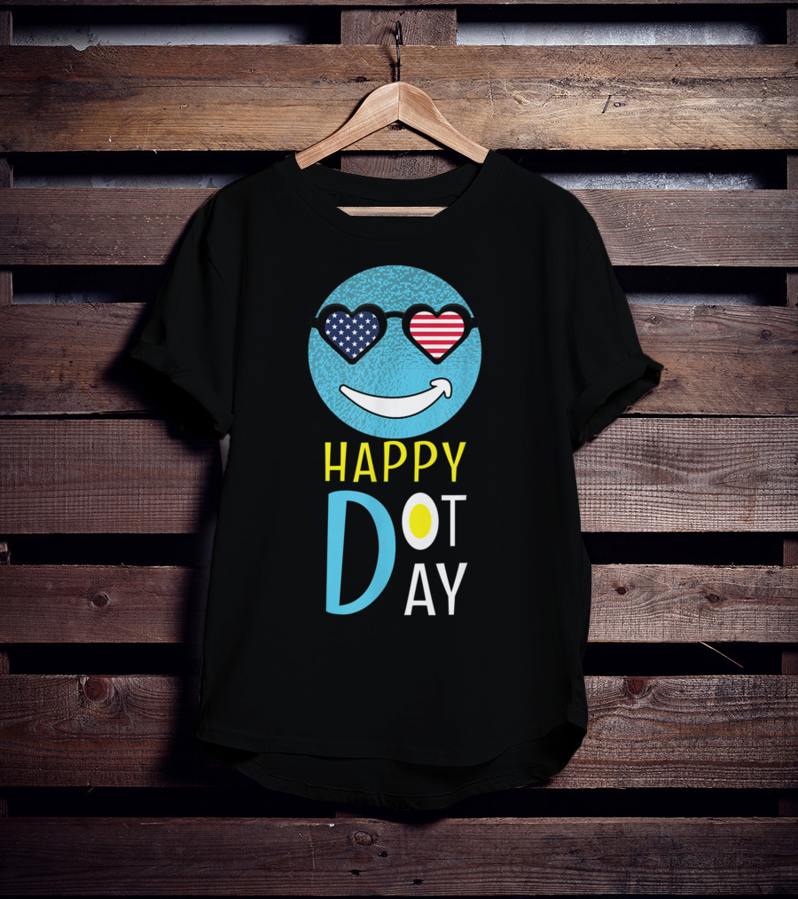 Happy International Dot Day September Smile American Flag Sunglasses T-Shirt