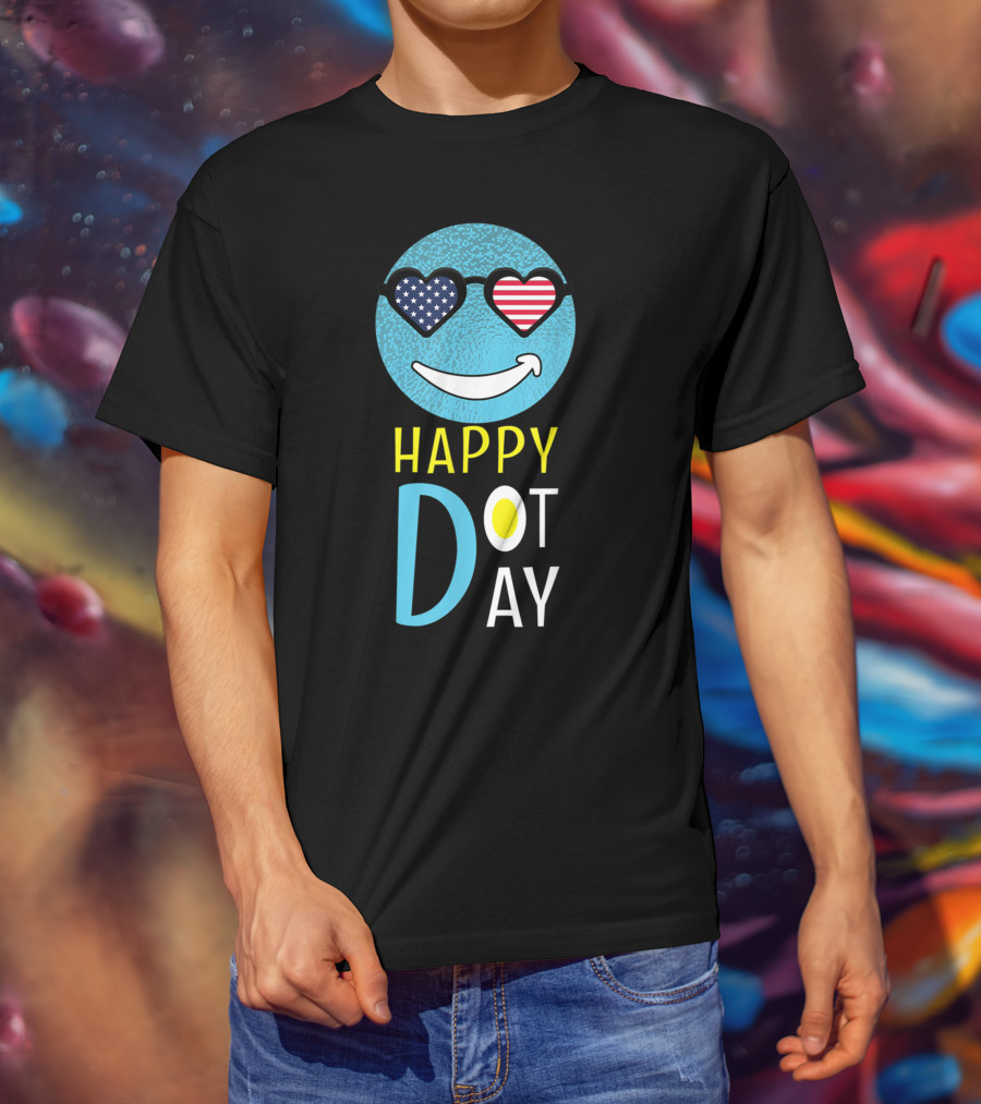 Happy International Dot Day September Smile American Flag Sunglasses T-Shirt