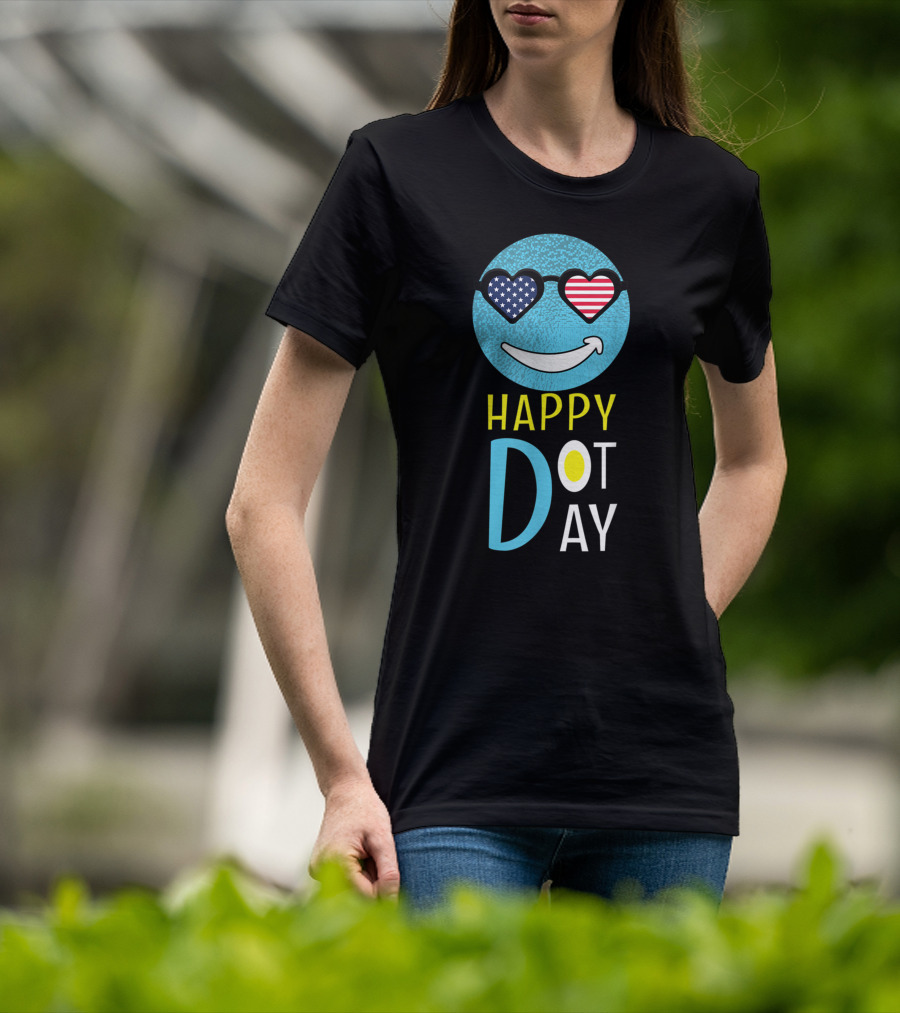 Happy International Dot Day September Smile American Flag Sunglasses T-Shirt