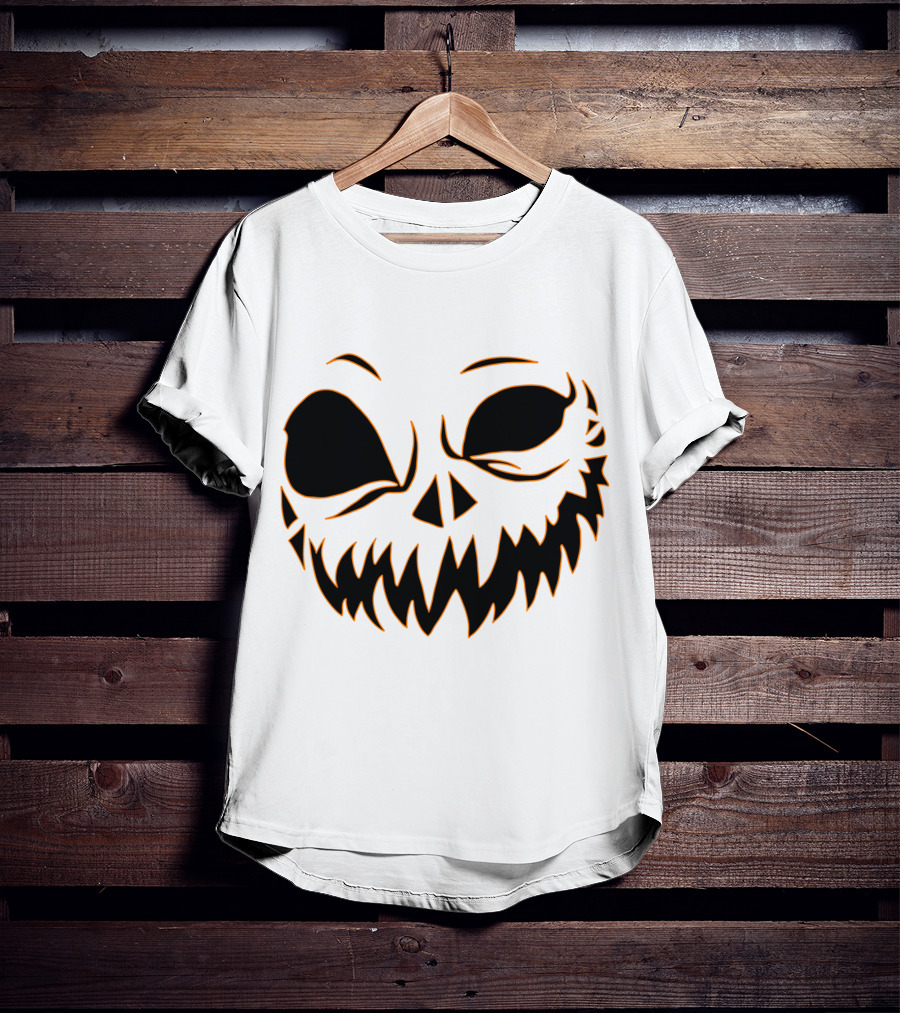 Halloween Scary Evil Pumpkin Head With Funny Pumpkin Face T-Shirt