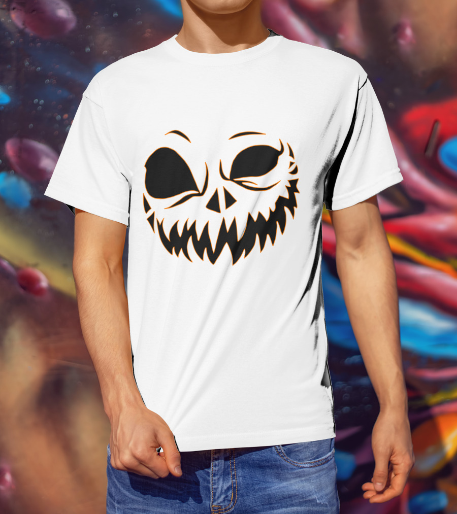 Halloween Scary Evil Pumpkin Head With Funny Pumpkin Face T-Shirt