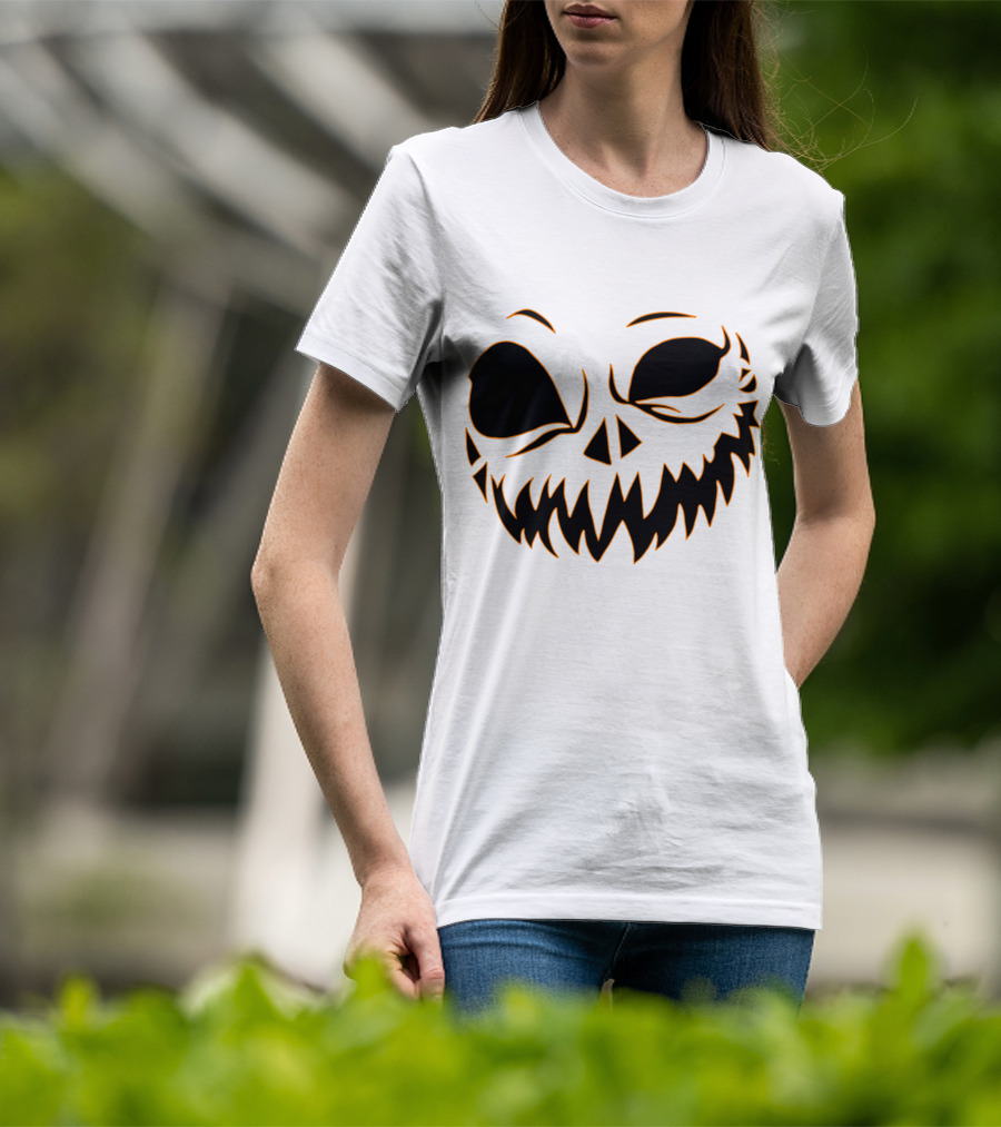 Halloween Scary Evil Pumpkin Head With Funny Pumpkin Face T-Shirt
