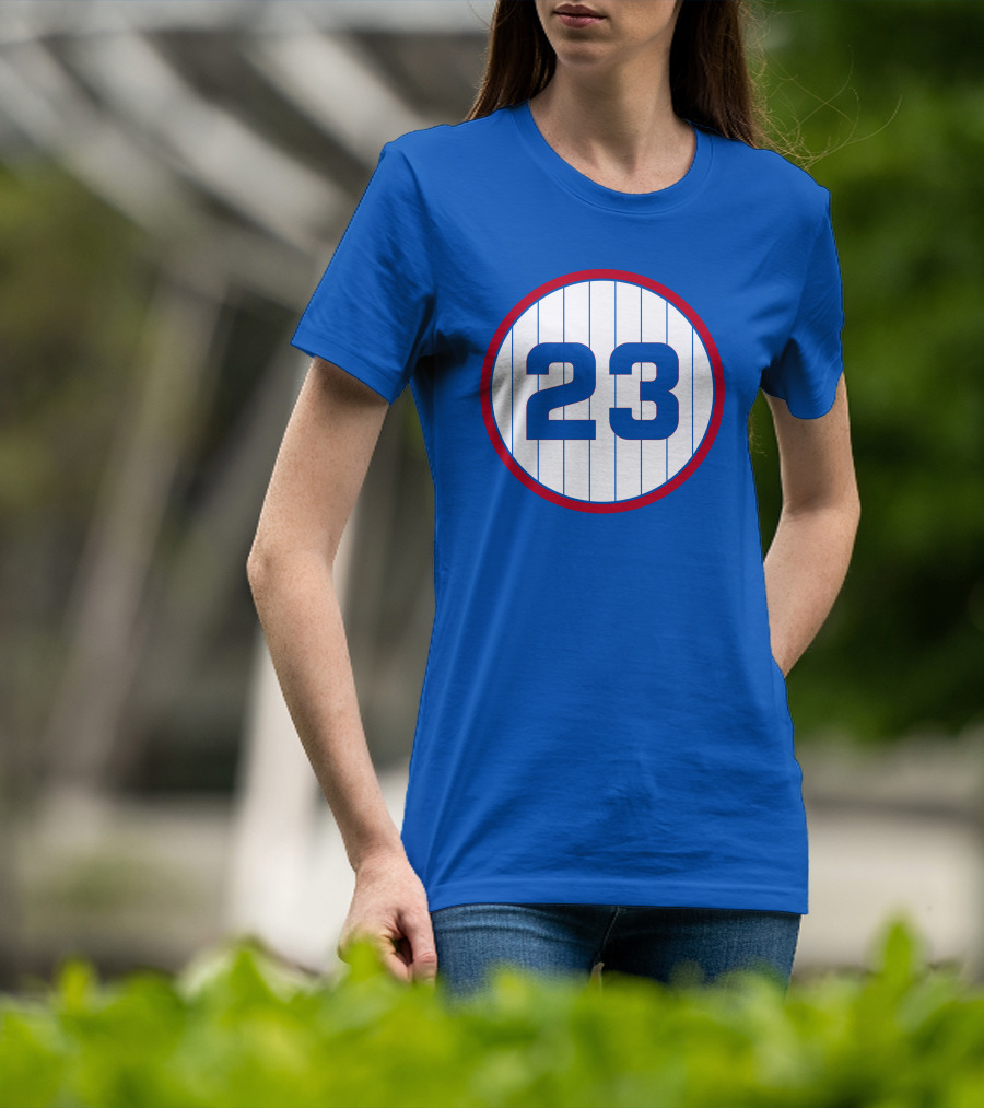 Harry Caray 23 Baseball Number Circle Blue Pinstripe T-Shirt