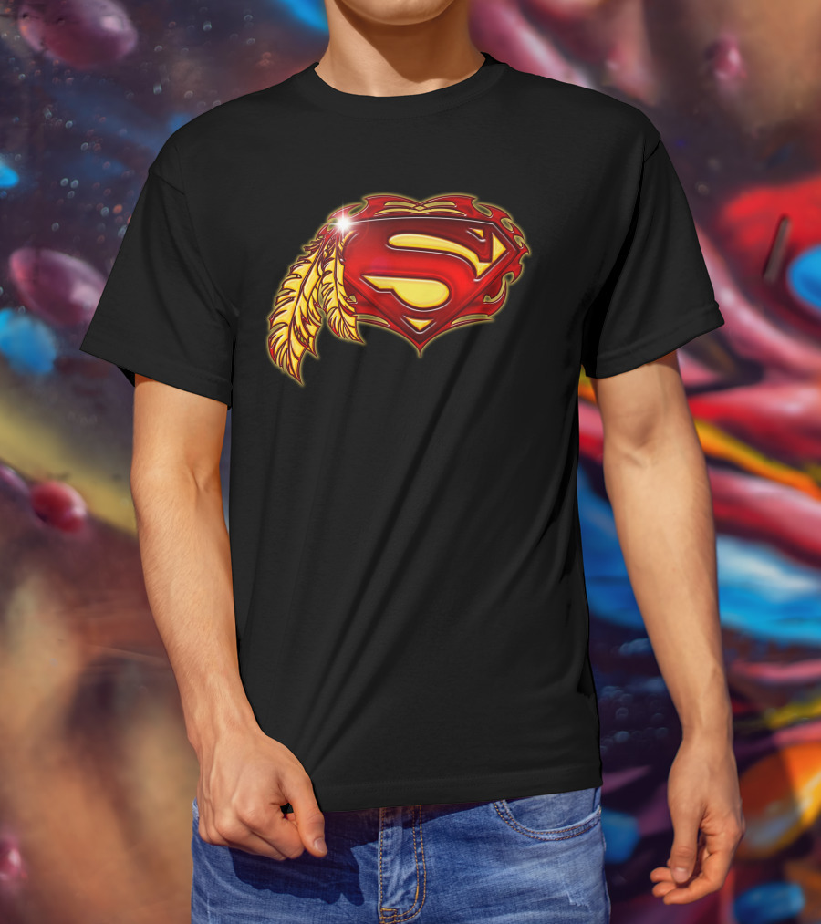 Superman Logo With Native Feather T-Shirt