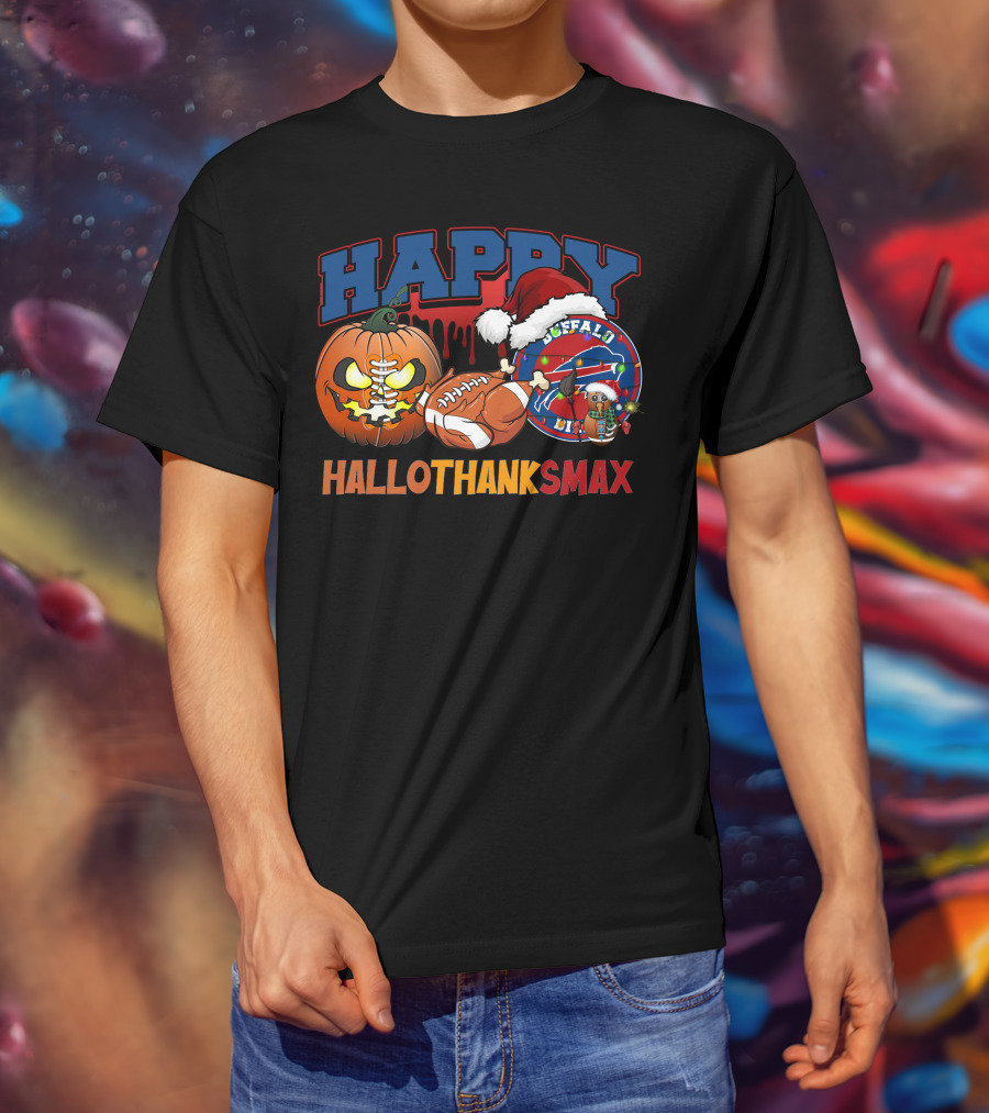 Happy Hallothanksmax Buffalo Football Holiday Fusion T-Shirt