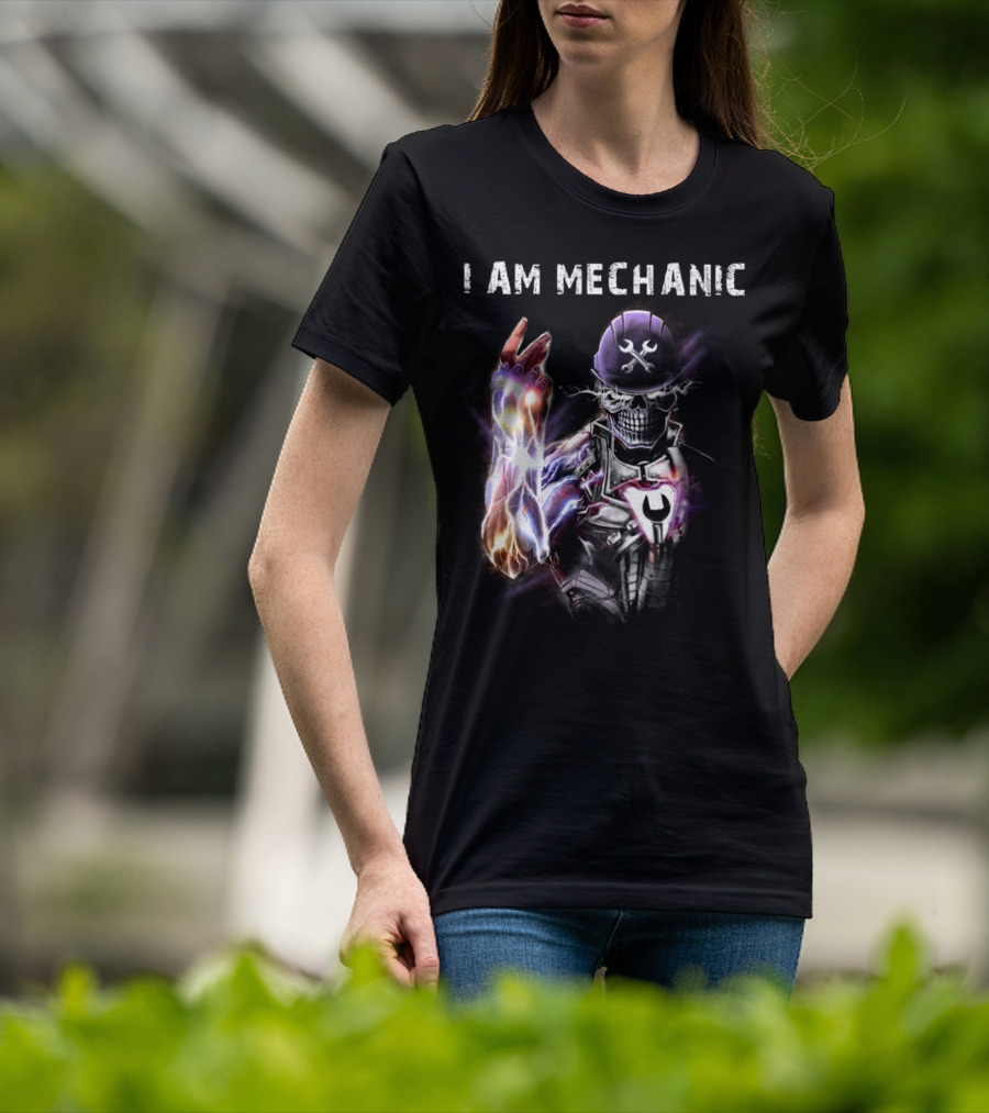 I AM MECHANIC Electric Skeleton With Wrench Helmet T-Shirt