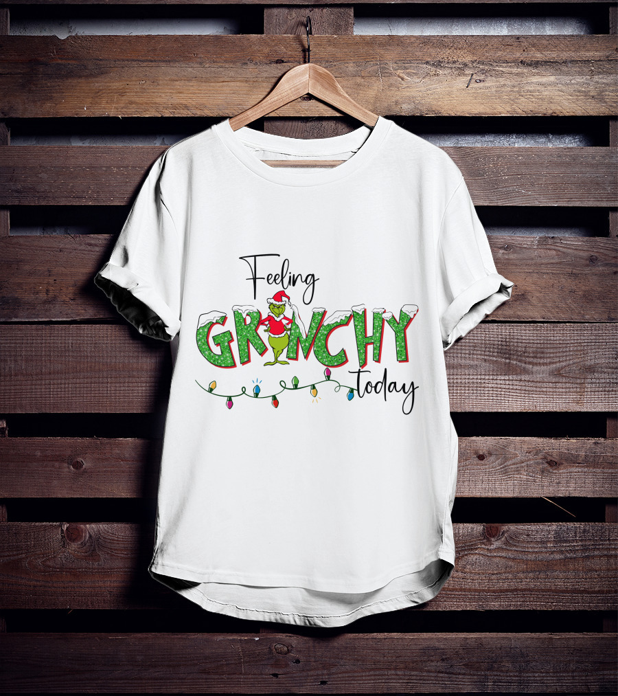 Feeling Grinchy Today Christmas Lights Holiday Festive T-Shirt