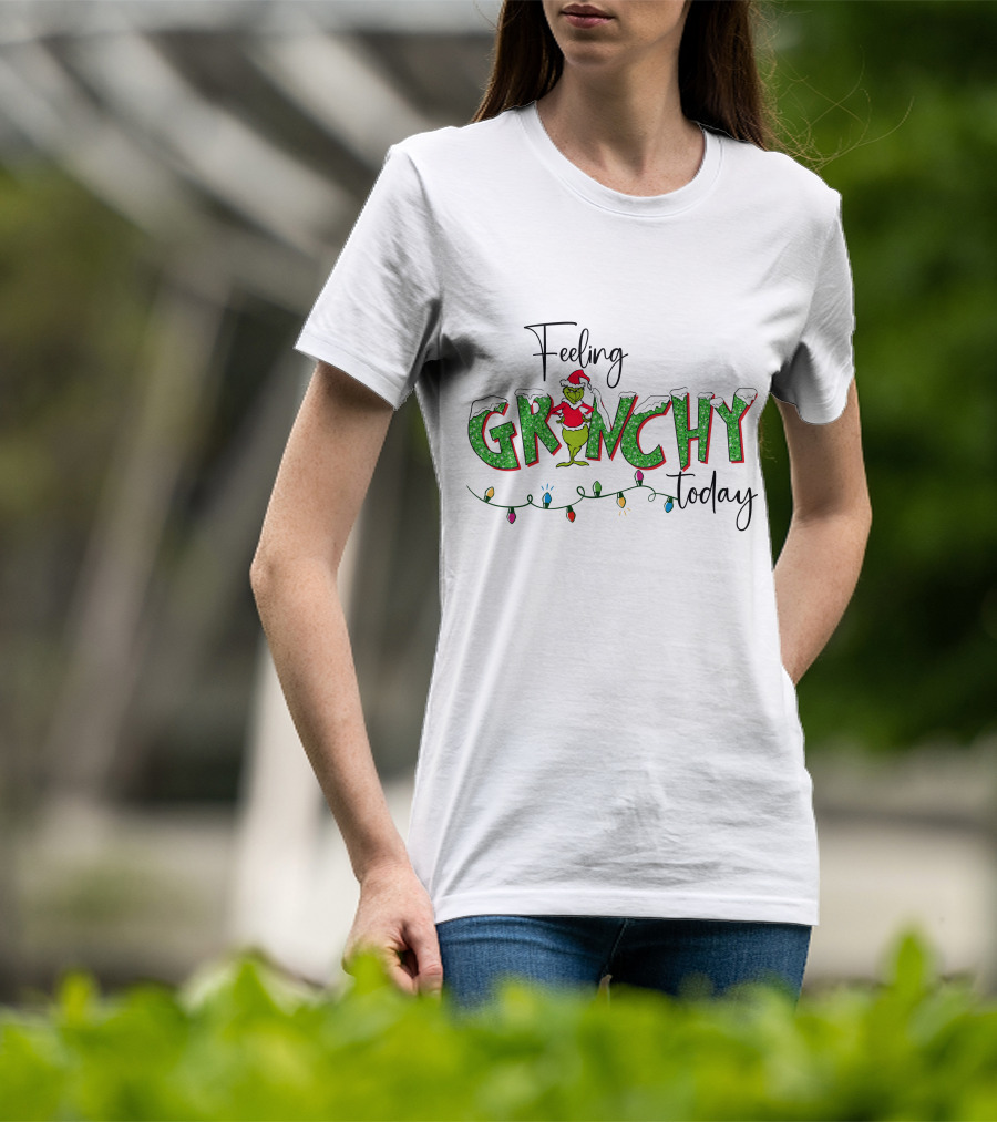 Feeling Grinchy Today Christmas Lights Holiday Festive T-Shirt