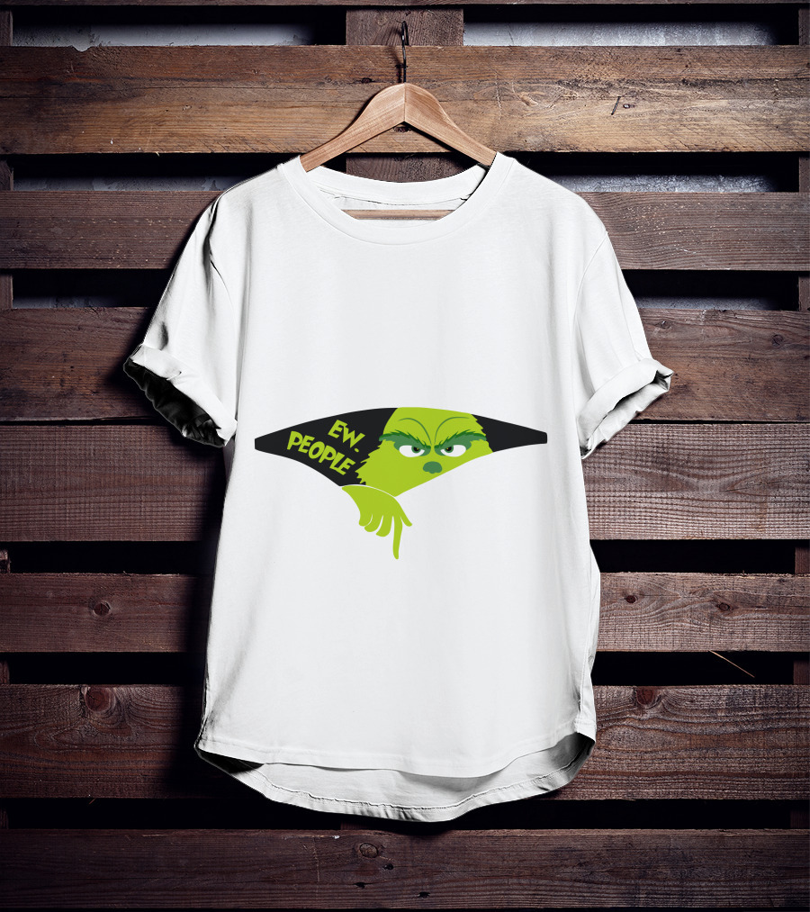 Ew People Grinch Face Peeking Out T-Shirt