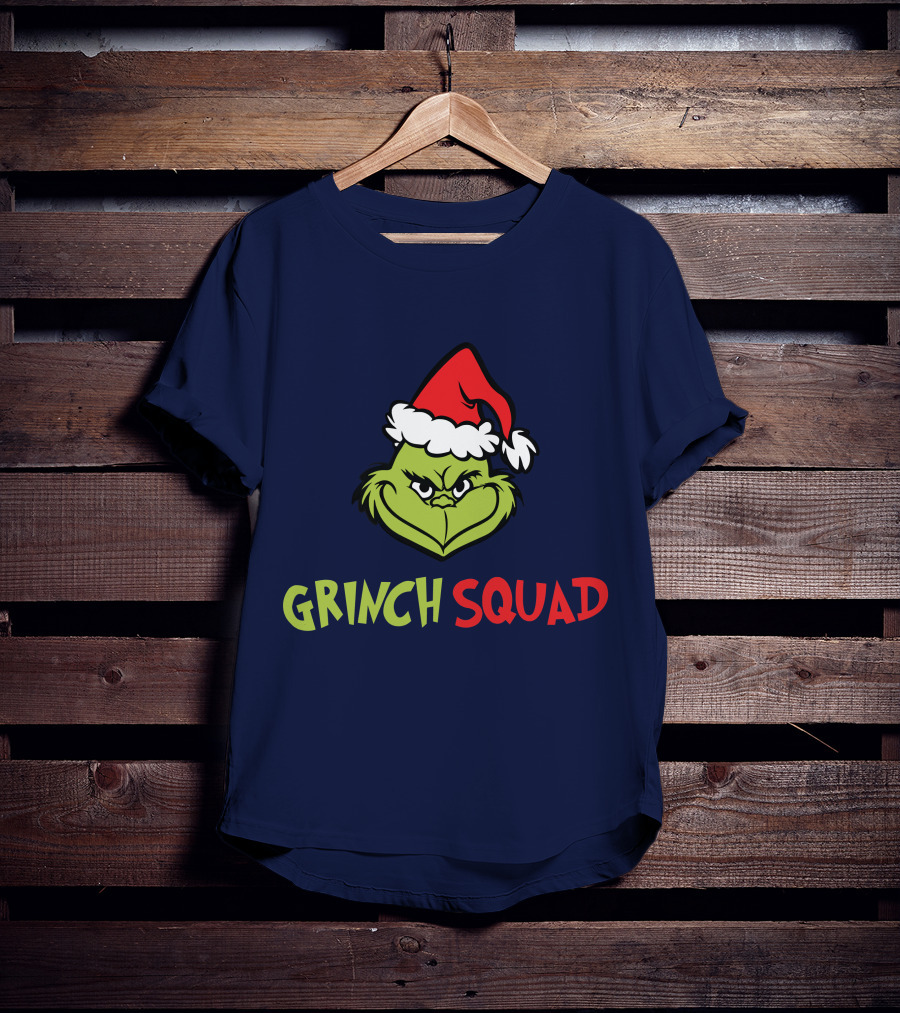 Grinch Squad Merry Christmas Santa Hat T-Shirt