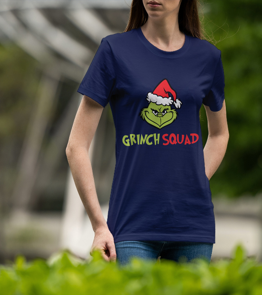 Grinch Squad Merry Christmas Santa Hat T-Shirt