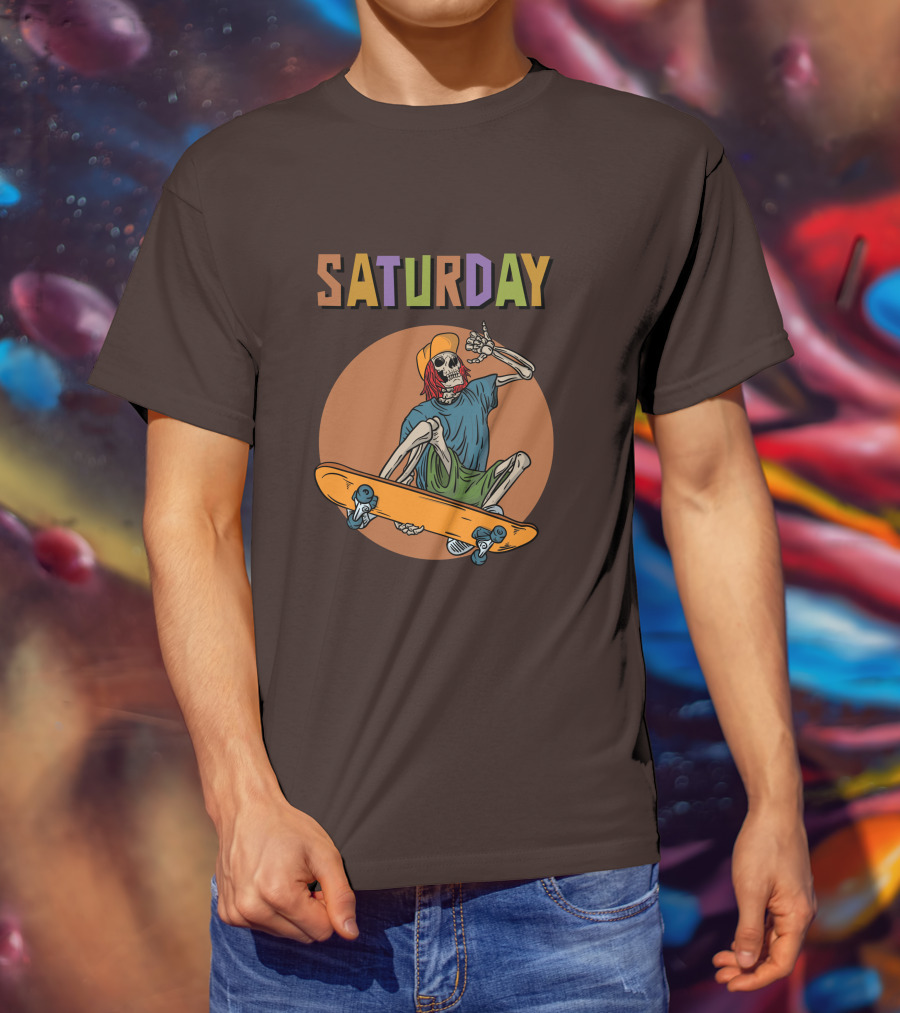 SATURDAY Skeleton Skateboarder Vibe T-Shirt