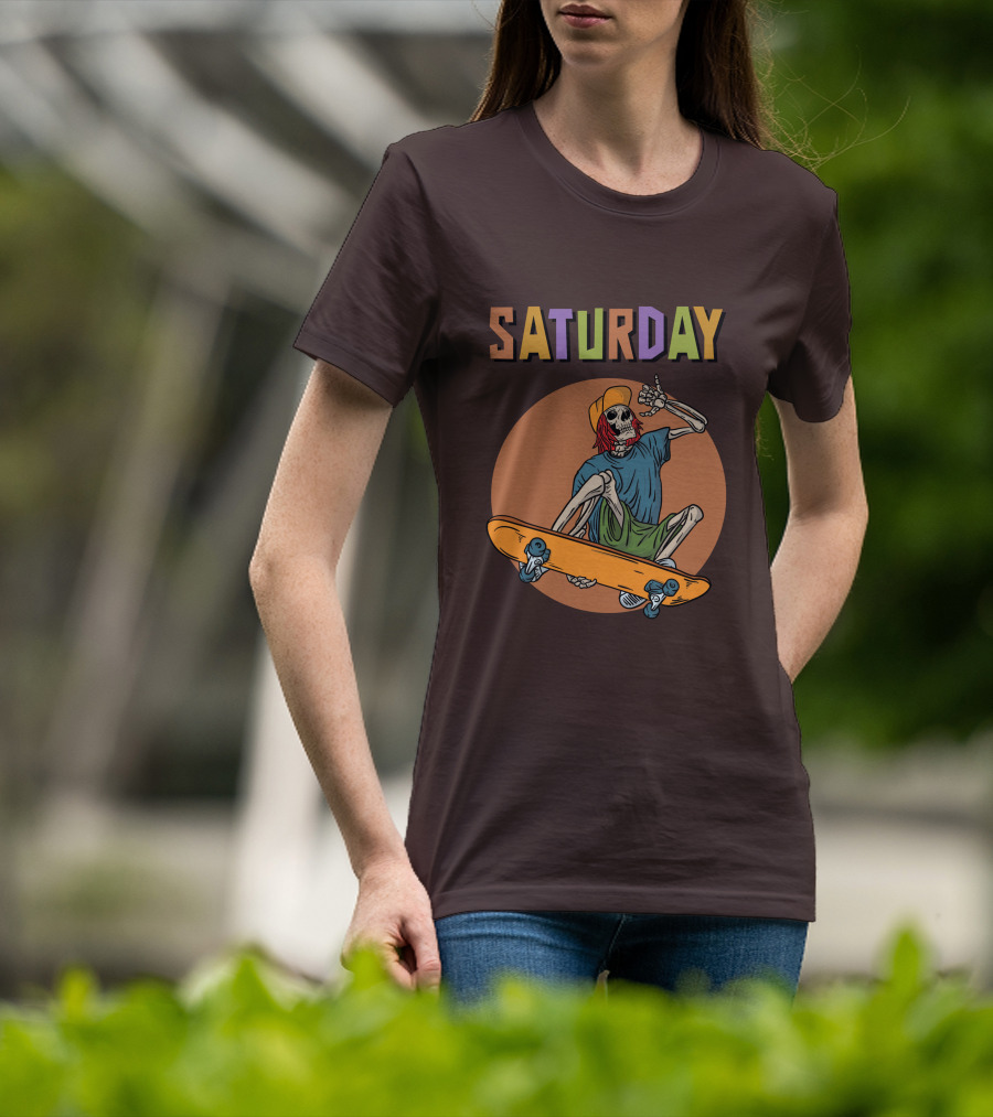 SATURDAY Skeleton Skateboarder Vibe T-Shirt