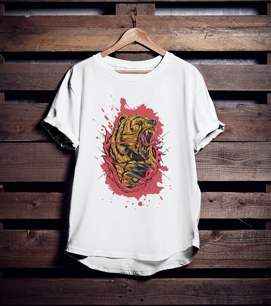 Bear Scary Roaring Splatter T-Shirt