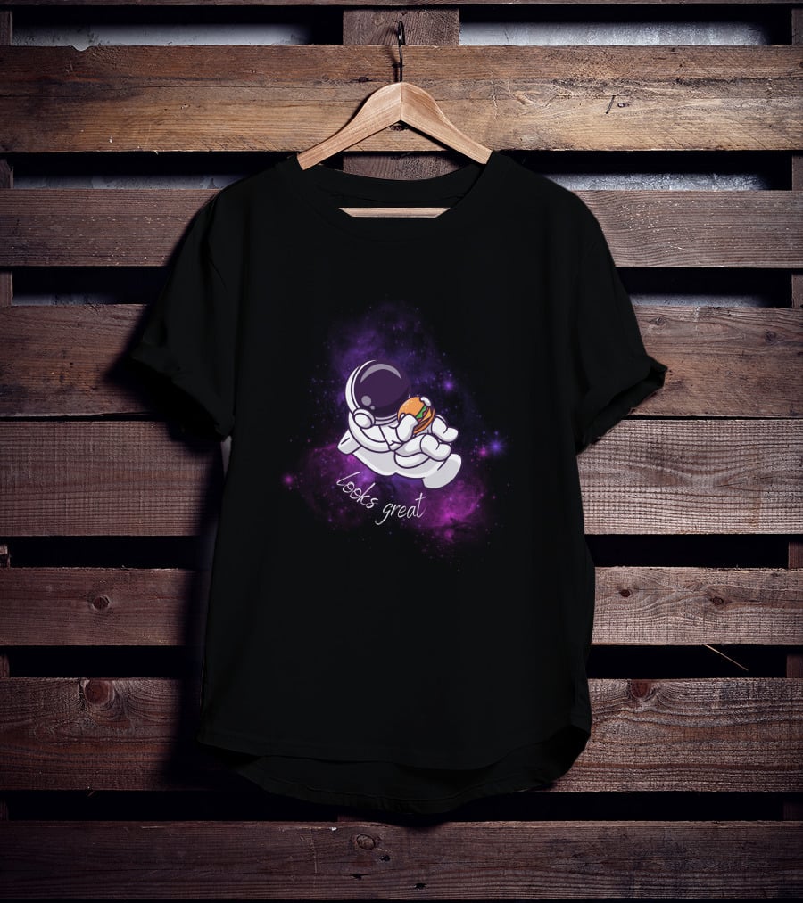 Astronaut Looks Great With Burger In Space T-Shirt