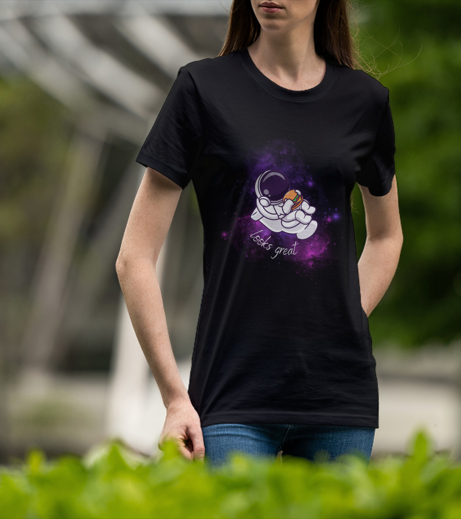 Astronaut Looks Great With Burger In Space T-Shirt