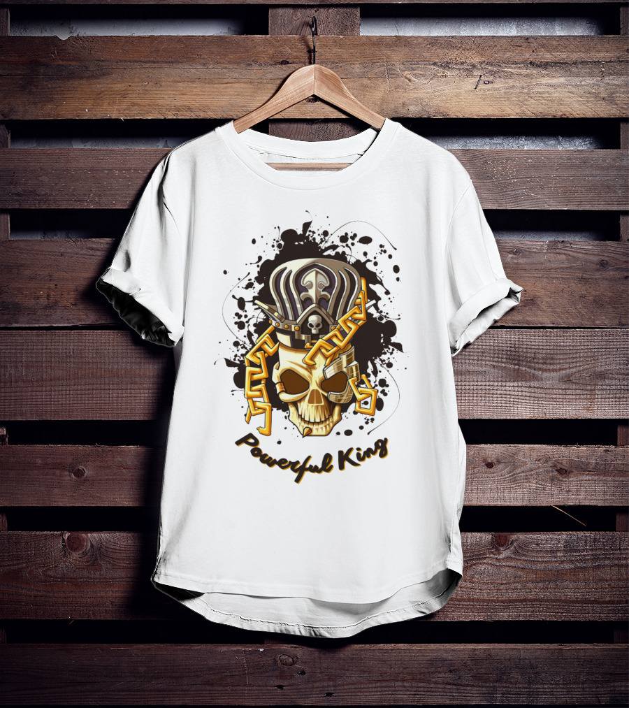 Powerful King Skull With Crown And Chains T-Shirt