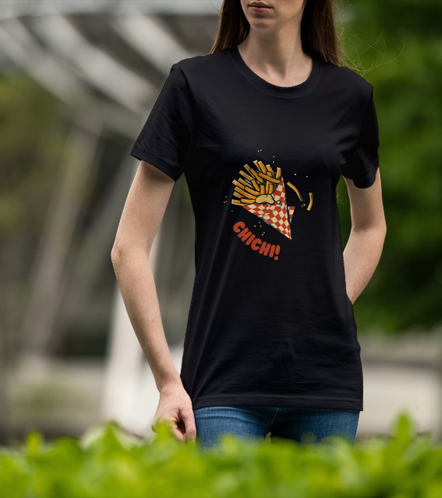CHI CHI French Fries Cone Explosion Checkered Wrapper T-Shirt